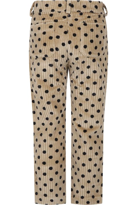 Beige Trousers For Girl With Polka Dots