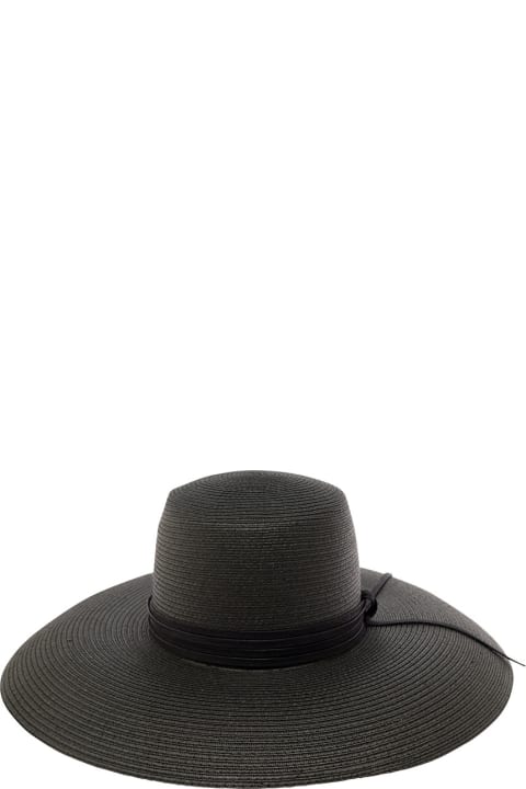 Alberta Ferretti for Women Alberta Ferretti Black Wide Hat In Straw Woman