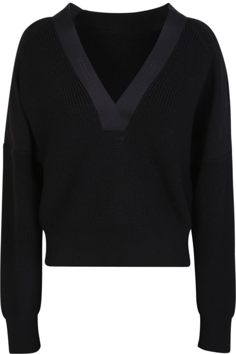 ウィメンズ Monclerのウェア Moncler Black V-neck Wool Sweater