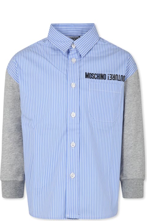 Moschino Shirts for Boys Moschino Light Blue Shirt For Boy With Black Logo