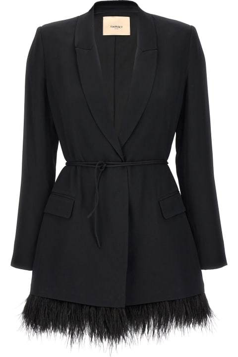 TwinSet Coats & Jackets for Women TwinSet Feather Blazer Dress