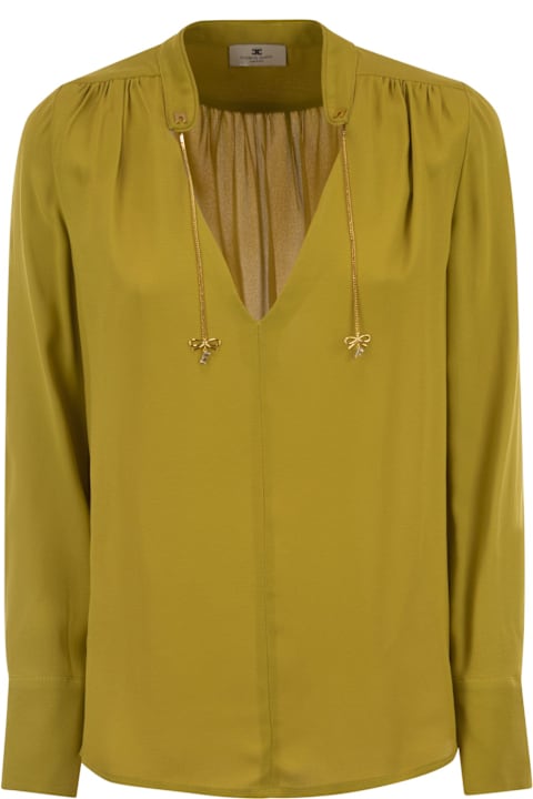 Homeware Elisabetta Franchi Georgette Shirt With Charms And Logo
