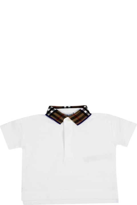 Sale for Baby Boys Burberry Piqué Cotton Polo Shirt With Check Collar And Button Closure