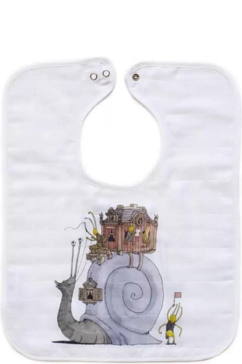 Atelier Choux Accessories & Gifts for Baby Girls Atelier Choux Large Bib Snail Riding Silver Snaps