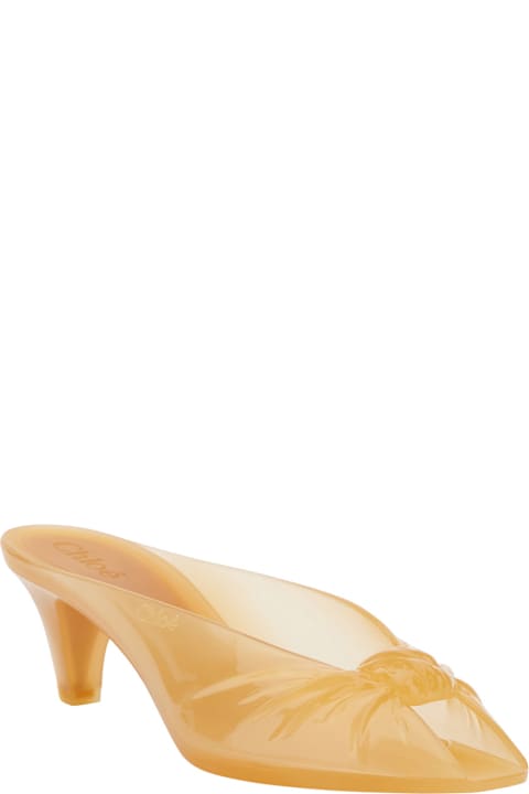 Chloé Azia Sandals With Shaped Straps In Champagne Glitter Leather For Women