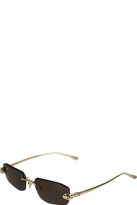 Cartier Eyewear نظارات لـ القسم الرجالي Cartier Eyewear Metal Temple Rimless Sunglasses