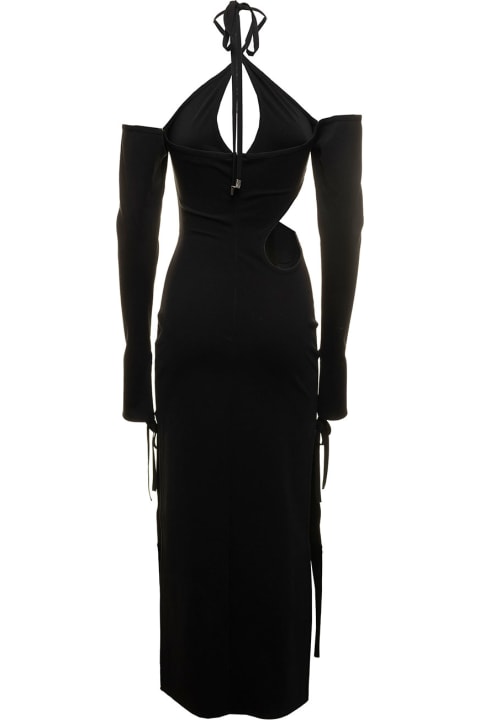 The Attico Woman's 'greta'  Black Cotton  Midi Dress And Cut Out Details