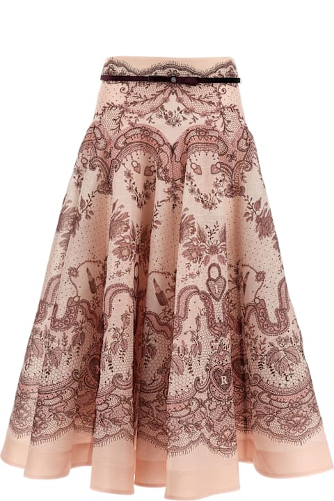 Homeware Zimmermann Printed Linen Blend Crush Skirt
