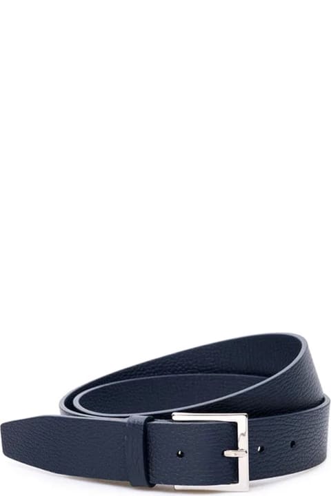 Belts for Men Orciani Navy Blue Leather Belt