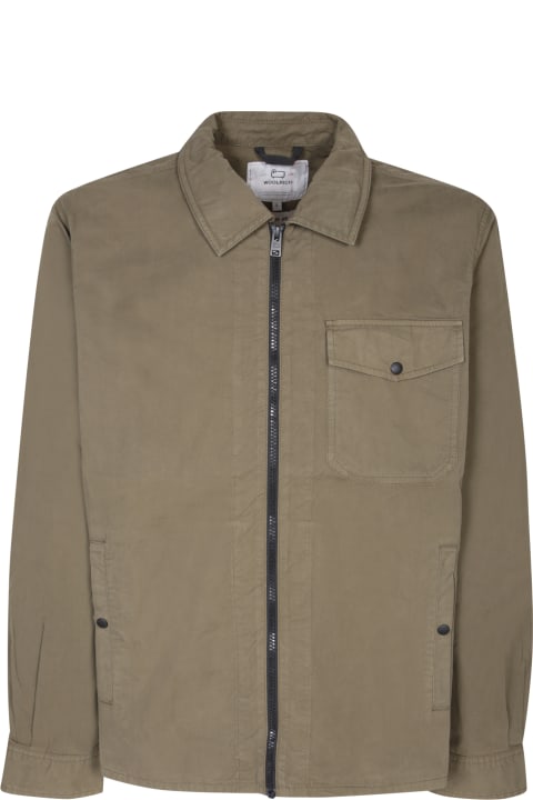 Woolrich Coats & Jackets for Men Woolrich Military Green Zip Overshirt Woolrich