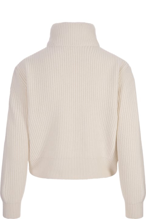 Sweaters for Women Moncler White Padded Cardigan In Wool