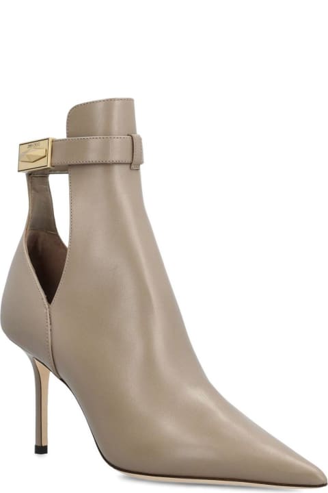 Jimmy Choo Shoes for Women Jimmy Choo Nell 85 Cut-out Pointed-toe Ankle Boots