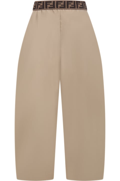 Bottoms for Girls Fendi Beige Culottes For Girl With Ff