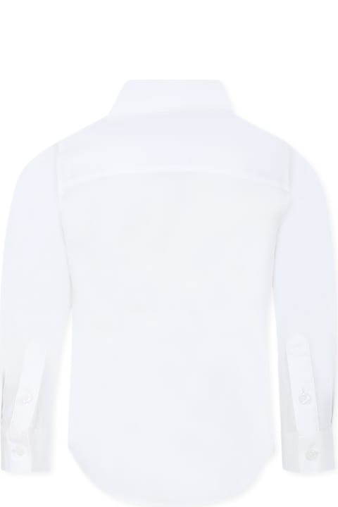 Topwear for Boys Burberry White Shirt For Boy With Equestrian Knight