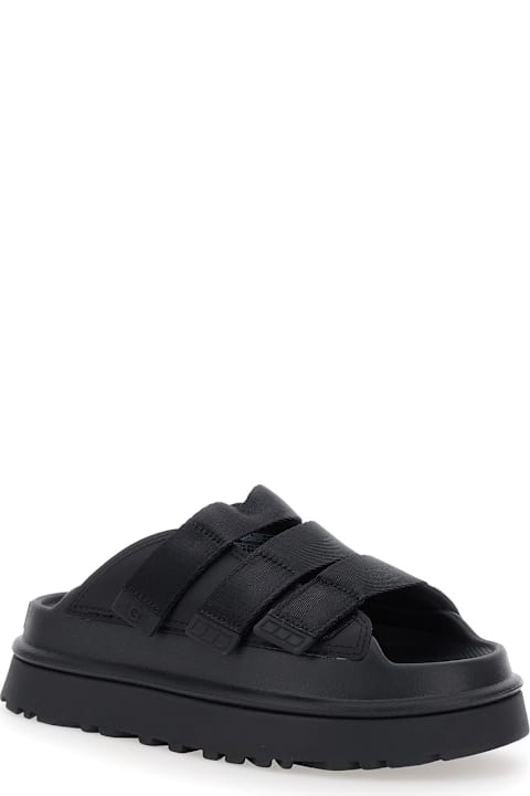 UGG لـ Women UGG 'golden Glow' Black Sandals With Round Open Toe In Tech Fabric Woman