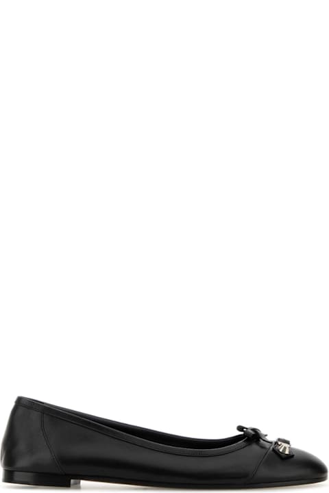 Balenciaga Black Leather City Up Ballerinas