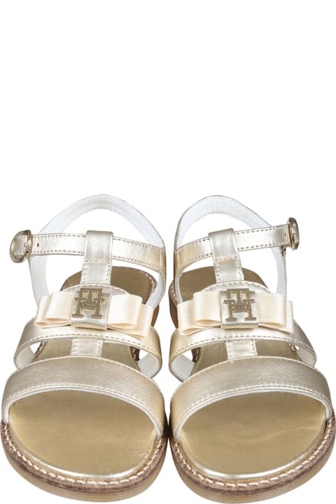 Tommy Hilfiger Shoes for Girls Tommy Hilfiger Gold Sandals For Girl With Bow And Logo
