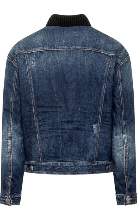 Dsquared2 Coats & Jackets for Men Dsquared2 Denim Jacket And Check Pattern