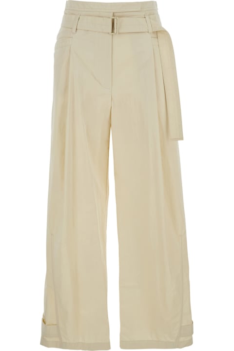Low Classic for Women Low Classic Beige Pants With Double Belt And Pleated Details In Cotton Blend Woman