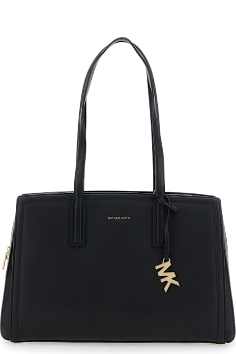 MICHAEL Michael Kors Totes for Women MICHAEL Michael Kors 'laila Medium' Black Handbag With Logo Lettering And Metallic Pendant On The Front In Leather Woman
