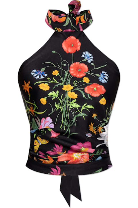 Topwear for Women Gucci Gucci Silk Top With Floral Pattern