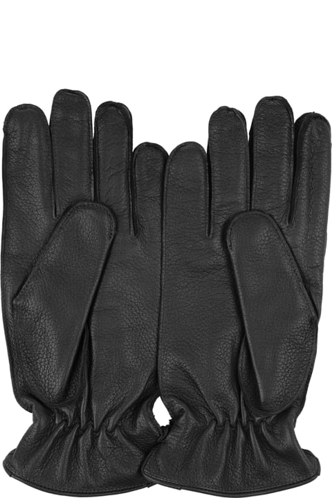 Orciani Gloves for Men Orciani Drummed Gloves In Black Leather