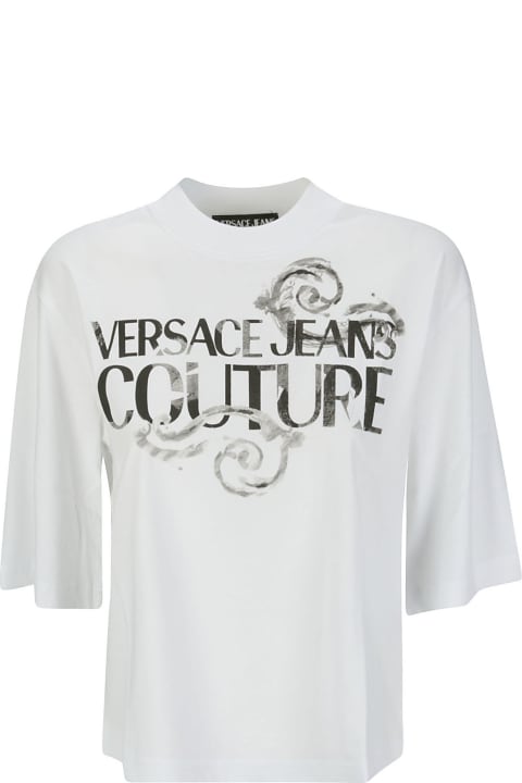 ウィメンズ Versace Jeans Coutureのトップス Versace Jeans Couture Logo Printed Crewneck T-shirt