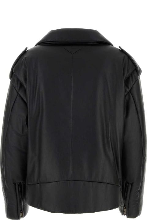 Coats & Jackets for Women Prada Black Nappa Leather Padded Jacket