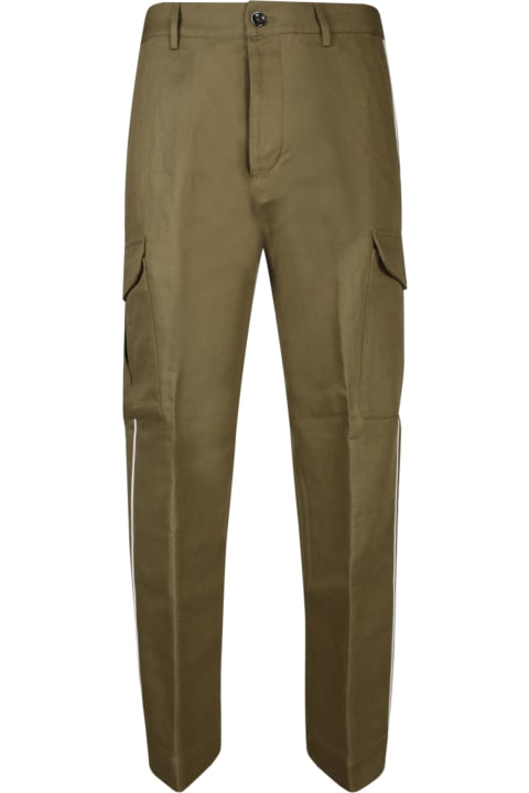 Nine in the Morning Clothing for Men Nine in the Morning Military Green Linen Cargo Trousers