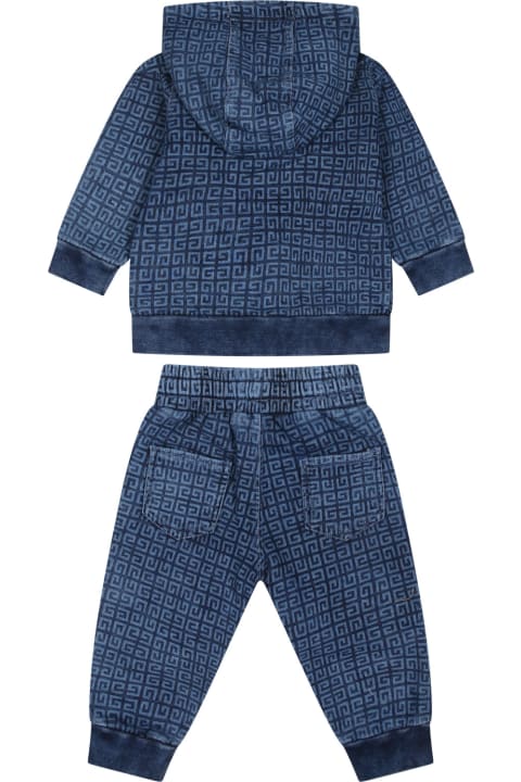 Givenchy Bottoms for Baby Girls Givenchy Blue Suit For Baby Boy With 4g Motif