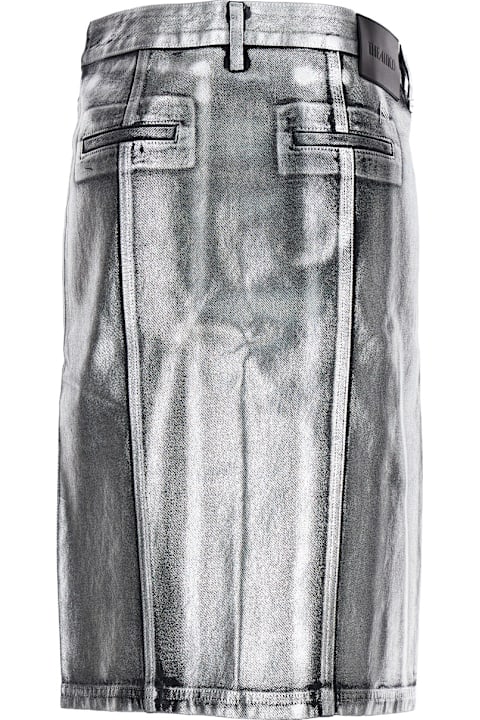 الملابس لـ السيدات The Attico Metallic Midi Skirt With Two Front Splits And Logo Detail On The Button In Cotton Woman
