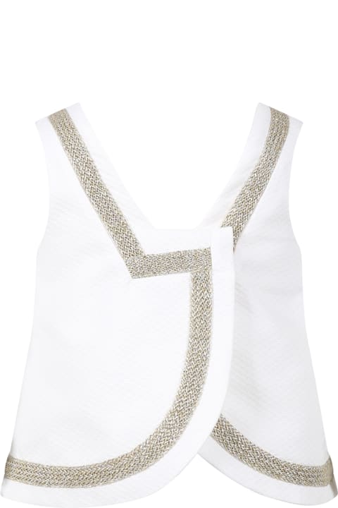 Gennyのガールズ Genny White Top For Girl With Lurex Detail