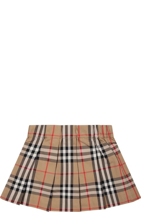 Sale for Baby Girls Burberry Beige Skirt For Baby Girl With Iconic All-over Vintage Check