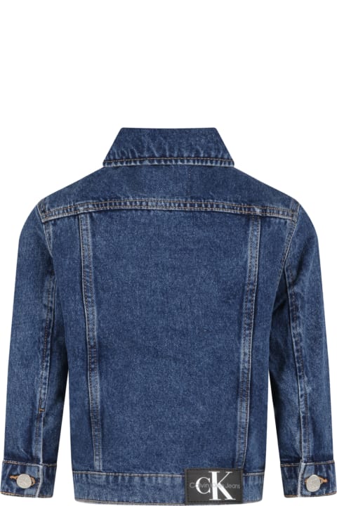Blue Denim-jacket For Boy With Logo Patch