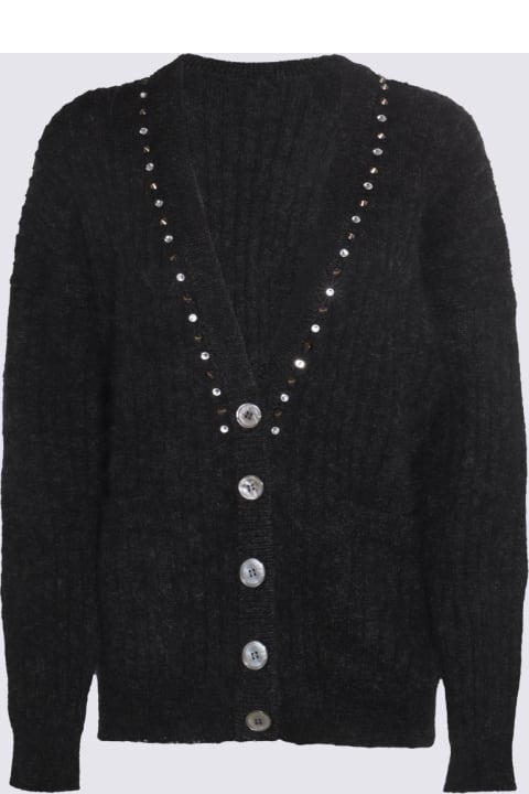 Alessandra Rich for Women Alessandra Rich Black Melange Mohair And Wool Blend Cardigan