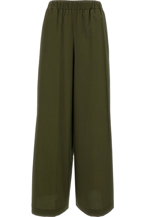 Federica Tosi for Women Federica Tosi Green Elastic High-waisted Pants In Stretch Cotton Woman