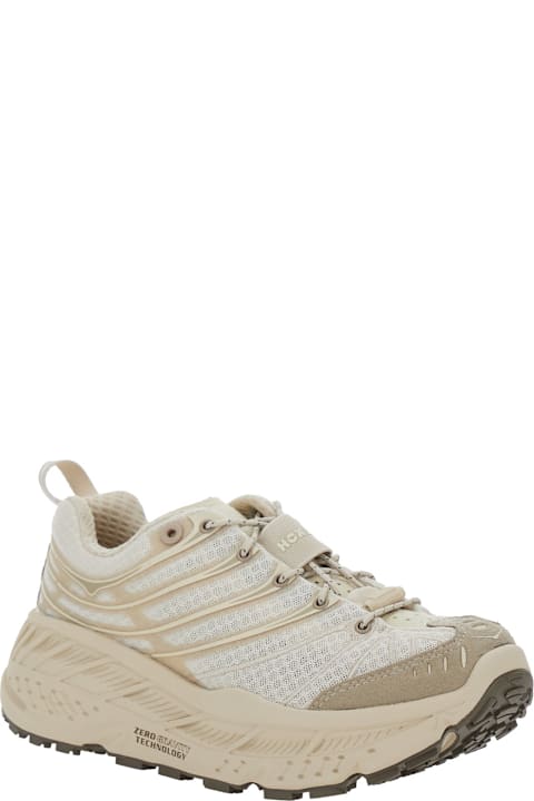 Hoka Shoes for Women Hoka 'stinson Evo Og' Beige Sneakers With Drawstring Closure And Logo Patch On The Tongue In Tech Fabric Unisex
