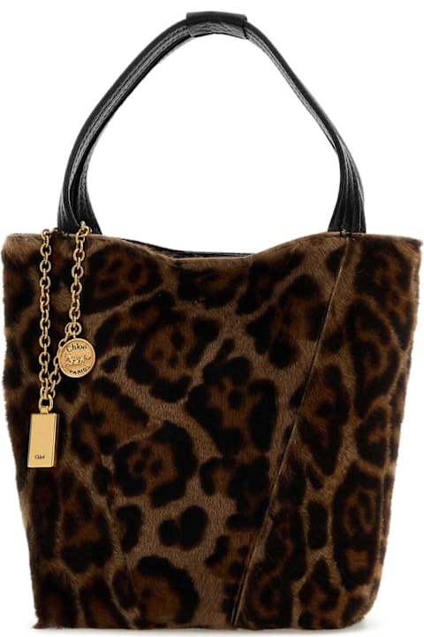 Chloé Printed Calf Hair Small Spin Shopping Bag