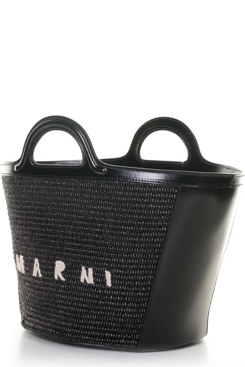 Marni for Women Marni Small Tropicalia Bag In Leather And Raffia Effect Fabric