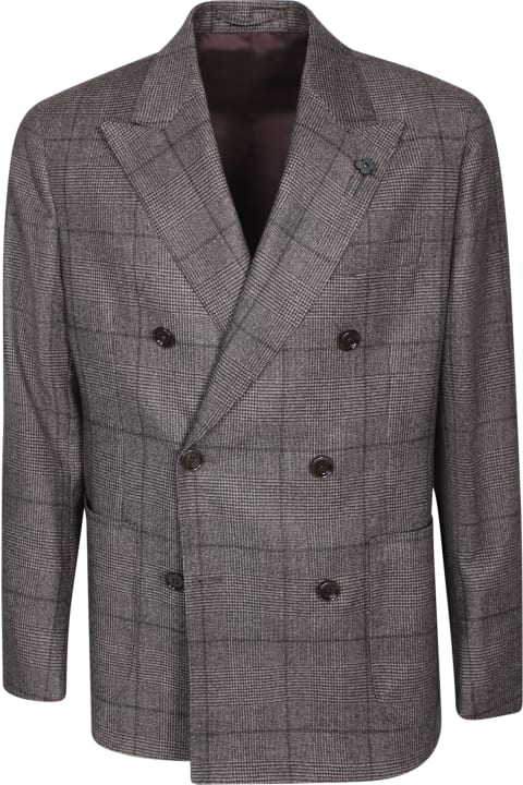 Suits for Men Lardini Check Pattern Double-breasted Suit