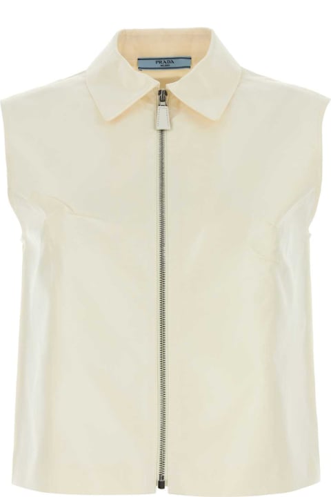 Clothing for Women Prada Ivory Faille Top