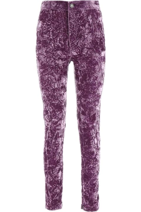 Saint Laurent Clothing for Women Saint Laurent Purple Velvet Leggings