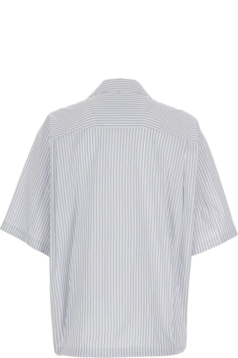 Juun.J Shirts for Women Juun.J Blue Bowling Shirt With Cuban Collar And All-over Striped Motif In Cotton Blend Man