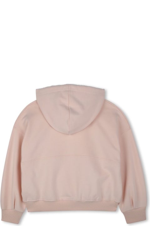 Fashion for Girls Chloé Pink Cardigan With Fixed Hood And Logo On The Front In Cotton Girl