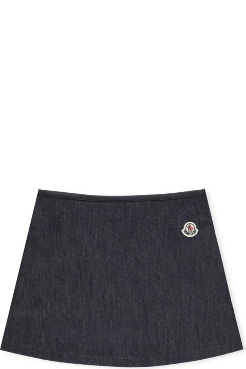Bottoms for Girls Moncler Logo Patch Mini Denim Skirt