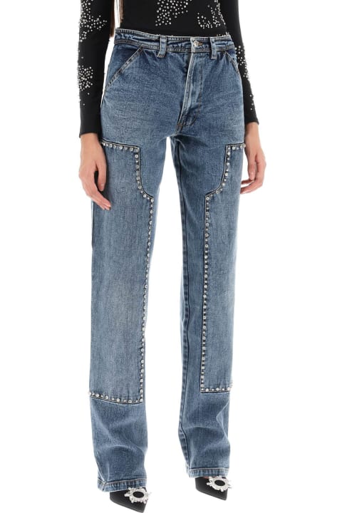 Des Phemmes Jeans for Women Des Phemmes Straight Cut Jeans With Rhinestones