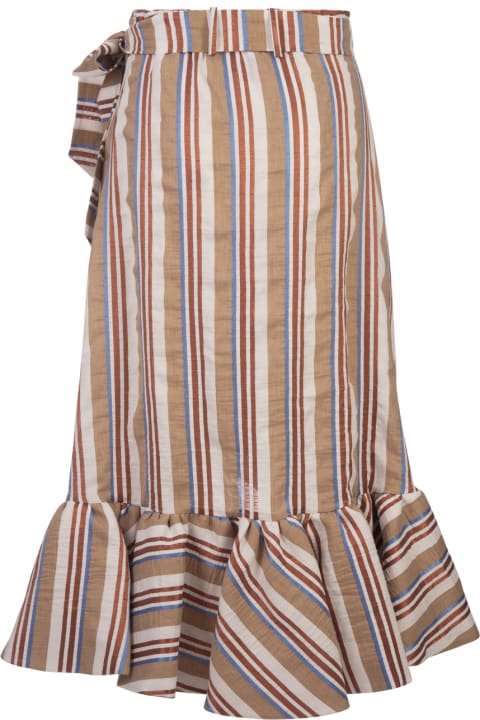 Fashion for Women Stella Jean Striped Midi Skirt With Ruffle