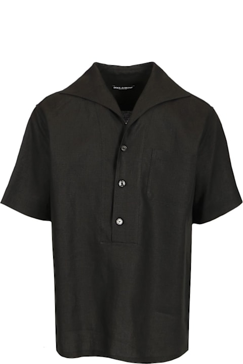 Shirts for Men Dolce & Gabbana Half-sleeved Linen Shirt