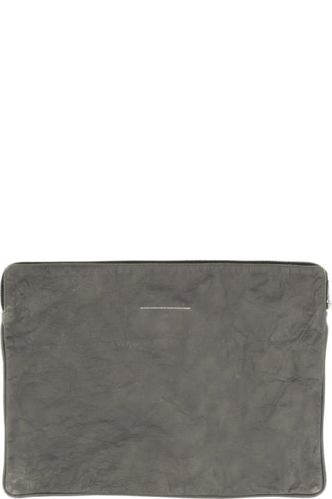 ウィメンズ クラッチバッグ MM6 Maison Margiela Logo-plaque Zipped Laptop Bag