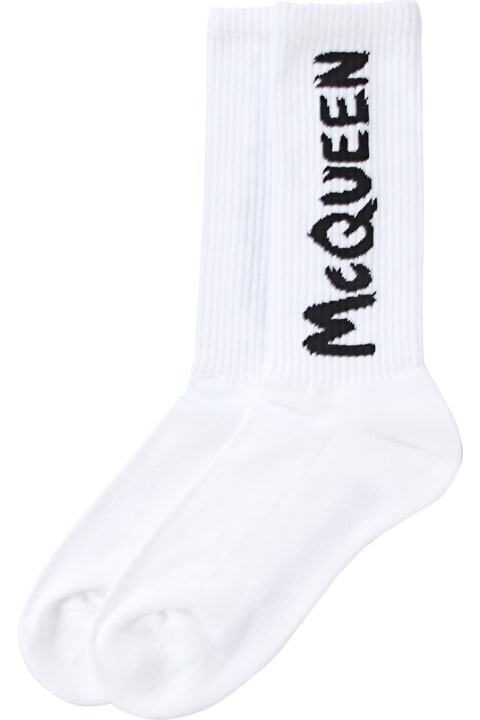 メンズ Alexander McQueenのアンダーウェア Alexander McQueen Graffiti Logo Socks